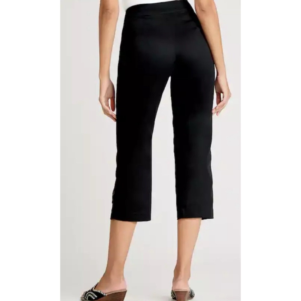 Black Cropped Capris Pants Women's Side Button Detail Cropped 18W Plus